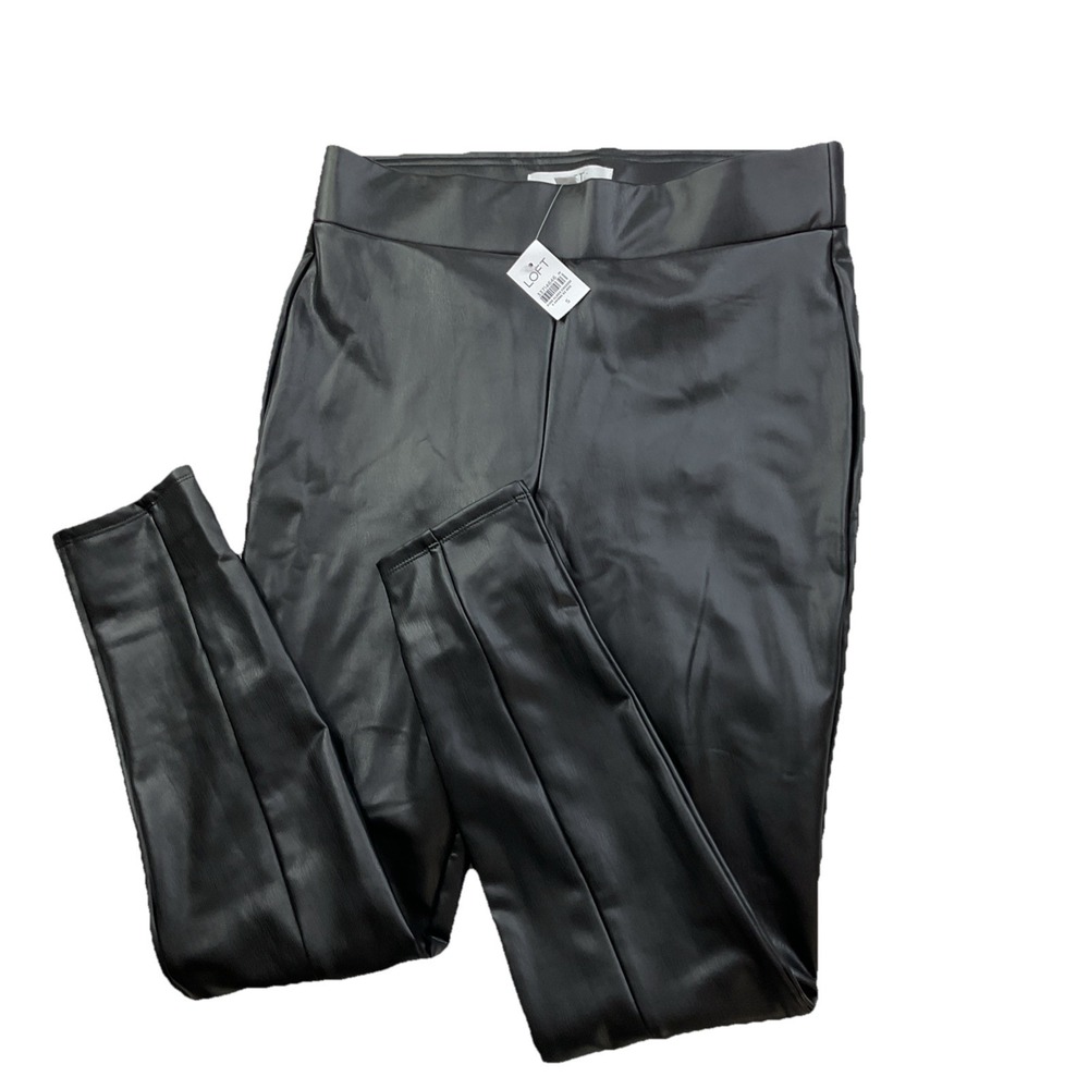 Loft Faux Leather Leggings Women Sz S Pants High Rise Black‎ Casual Chi NWT